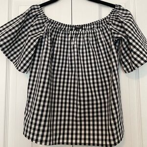 EUC (Like New without tags) Express B&W Gingham Off the Shoulder Blouse